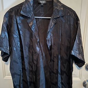 Boxy fit dogtooth jacquard shirt